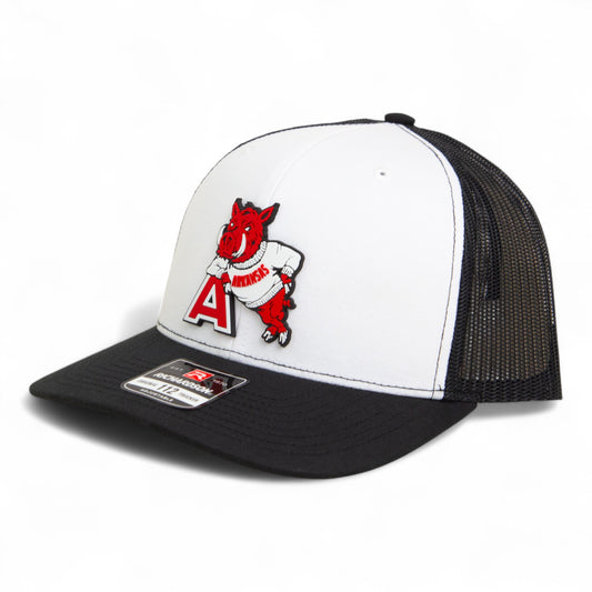 Arkansas Razorbacks Leaning A 3D Snapback Trucker Hat- White/ Black