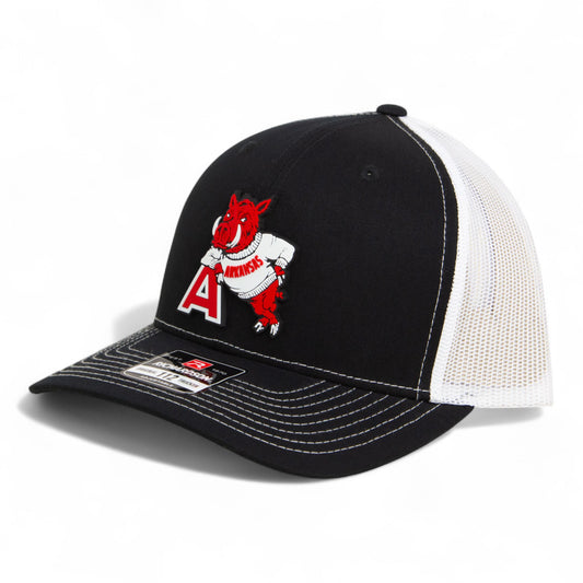 Arkansas Razorbacks Leaning A 3D Snapback Trucker Hat- Black/ White