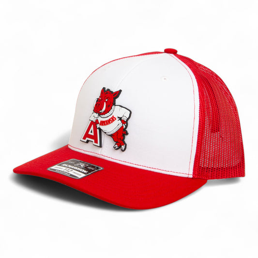 Arkansas Razorbacks Leaning A 3D Snapback Trucker Hat- White/ Red
