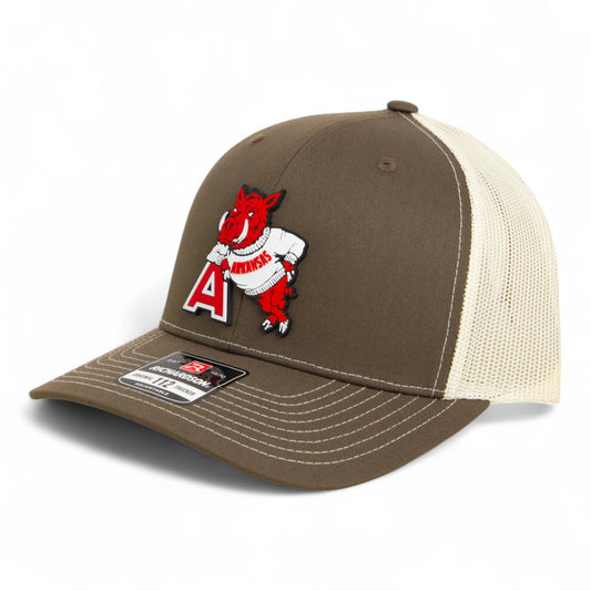 Arkansas Razorbacks Leaning A 3D Snapback Trucker Hat- Chocolate Chip/ Birch