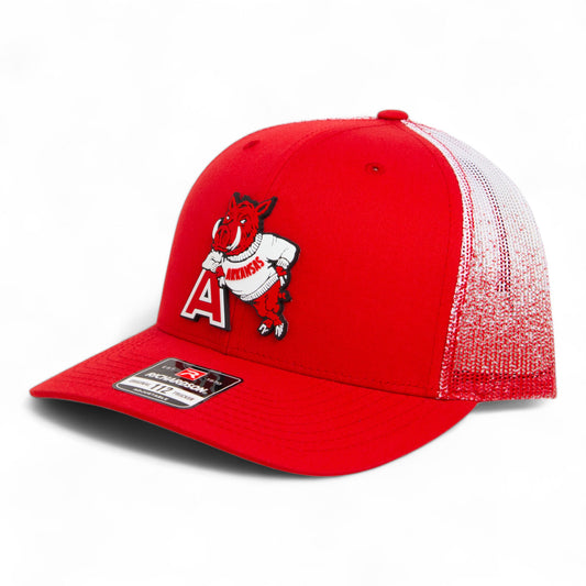 Arkansas Razorbacks Leaning A 3D Snapback Trucker Hat- Red Fade
