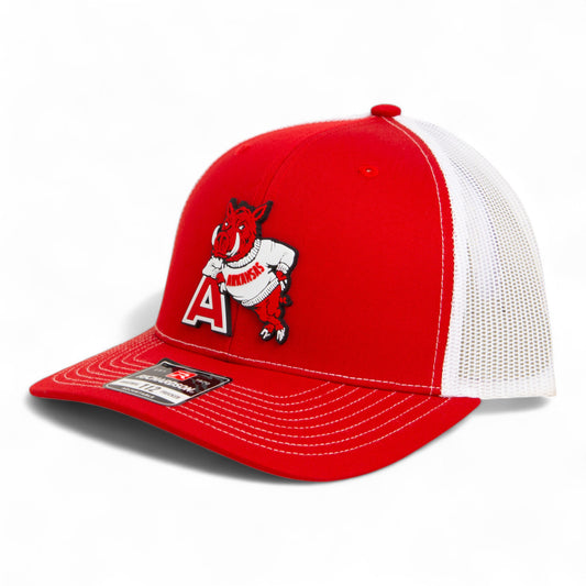 Arkansas Razorbacks Leaning A 3D Snapback Trucker Hat- Red/ White