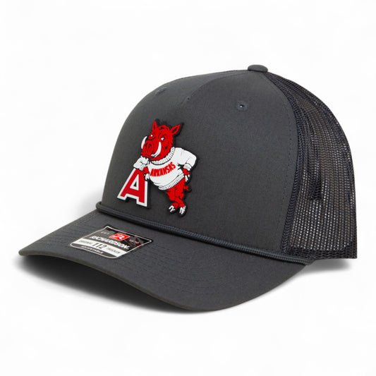 Arkansas Razorbacks Leaning A 3D Snapback Trucker Rope Hat- Charcoal