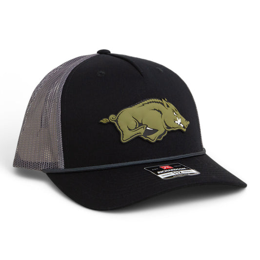 Arkansas Razorbacks Loden Edition 3D Snapback Trucker Rope Hat- Black/ Charcoal