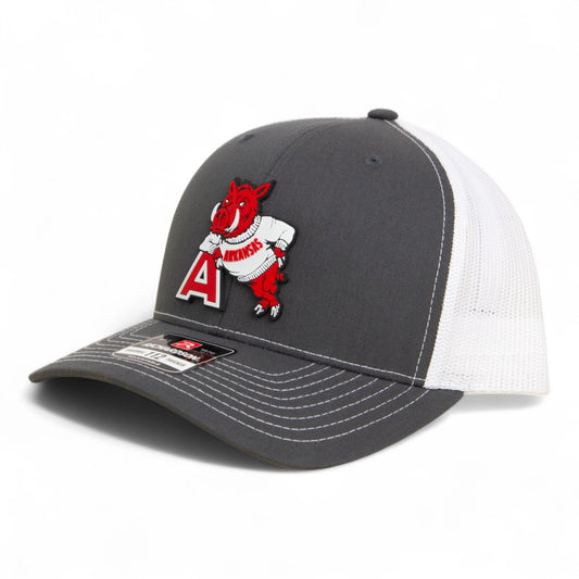 Arkansas Razorbacks Leaning A 3D Snapback Trucker Hat- Charcoal/ White