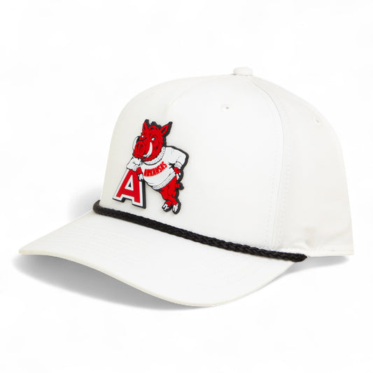 Arkansas Razorbacks Leaning A 3D Five Panel Classic Rope Hat- White/ Black