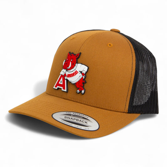 Arkansas Razorbacks Leaning A 3D YP Snapback Trucker Hat- Caramel/ Black