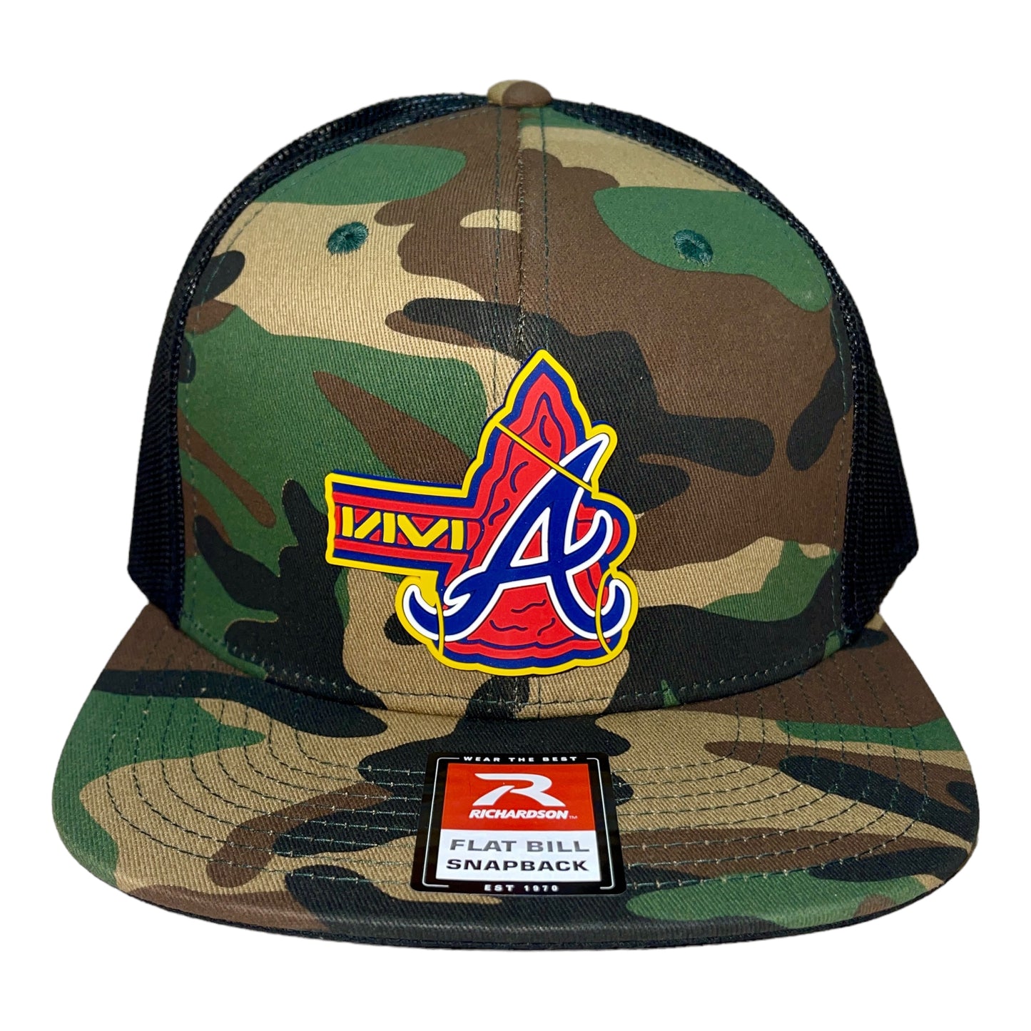 Atlanta Braves Tomahawk 3D Wool Blend Flat Bill Hat- Army Camo/ Black