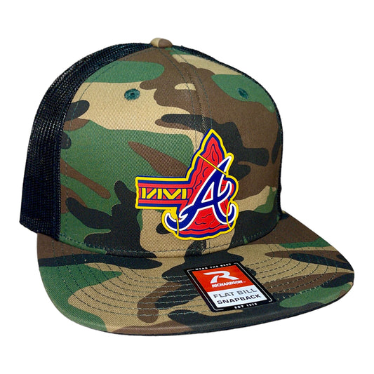Atlanta Braves Tomahawk 3D Wool Blend Flat Bill Hat- Army Camo/ Black