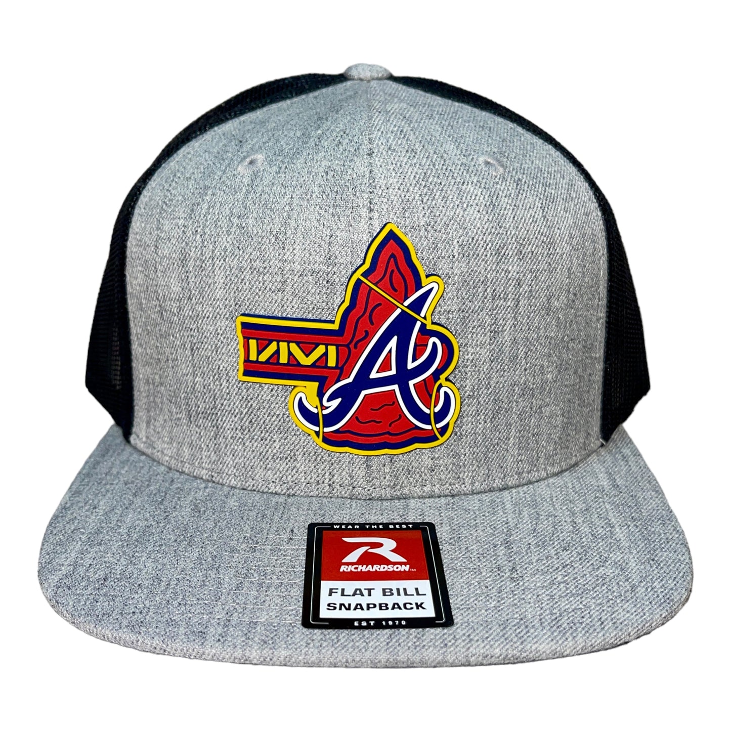 Atlanta Braves Tomahawk 3D Wool Blend Flat Bill Hat- Heather Grey/ Black