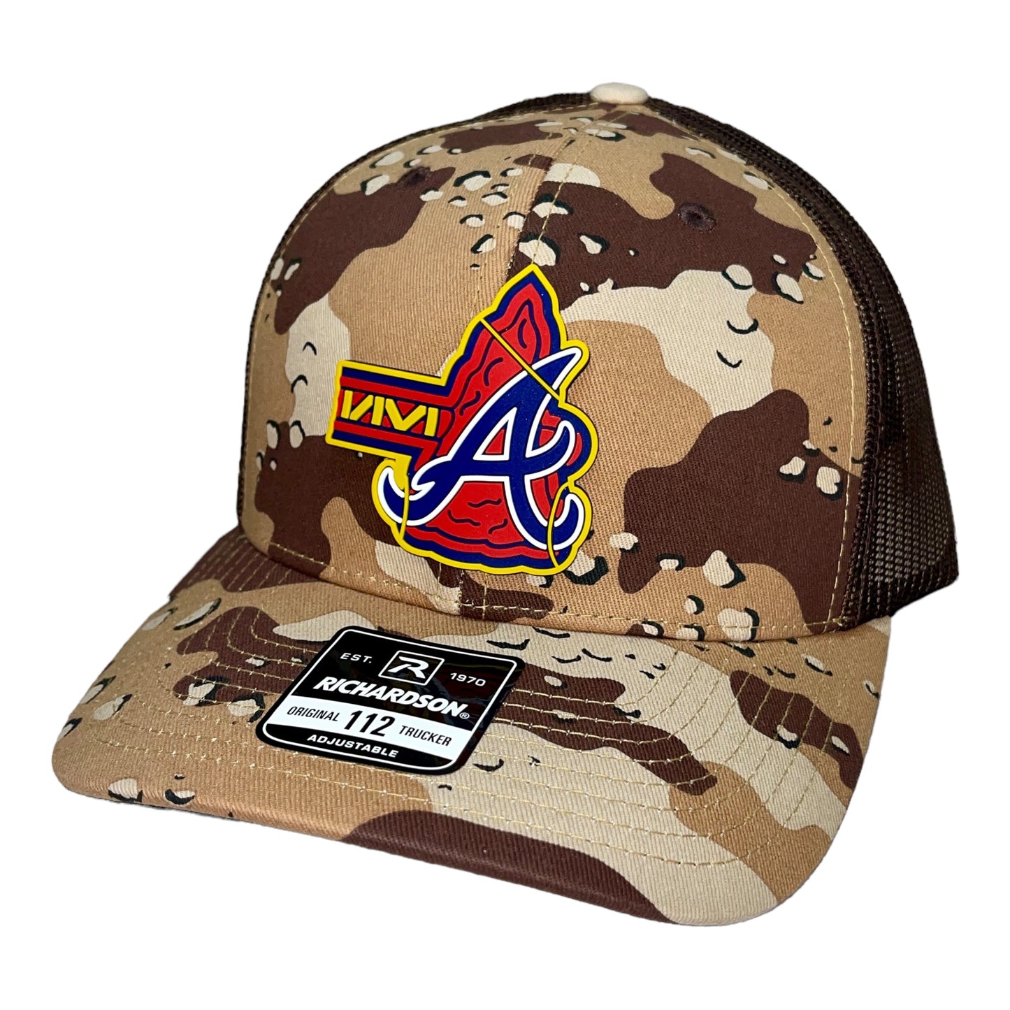 Atlanta Braves Tomahawk 3D Snapback Trucker Hat- Desert Camo/ Brown