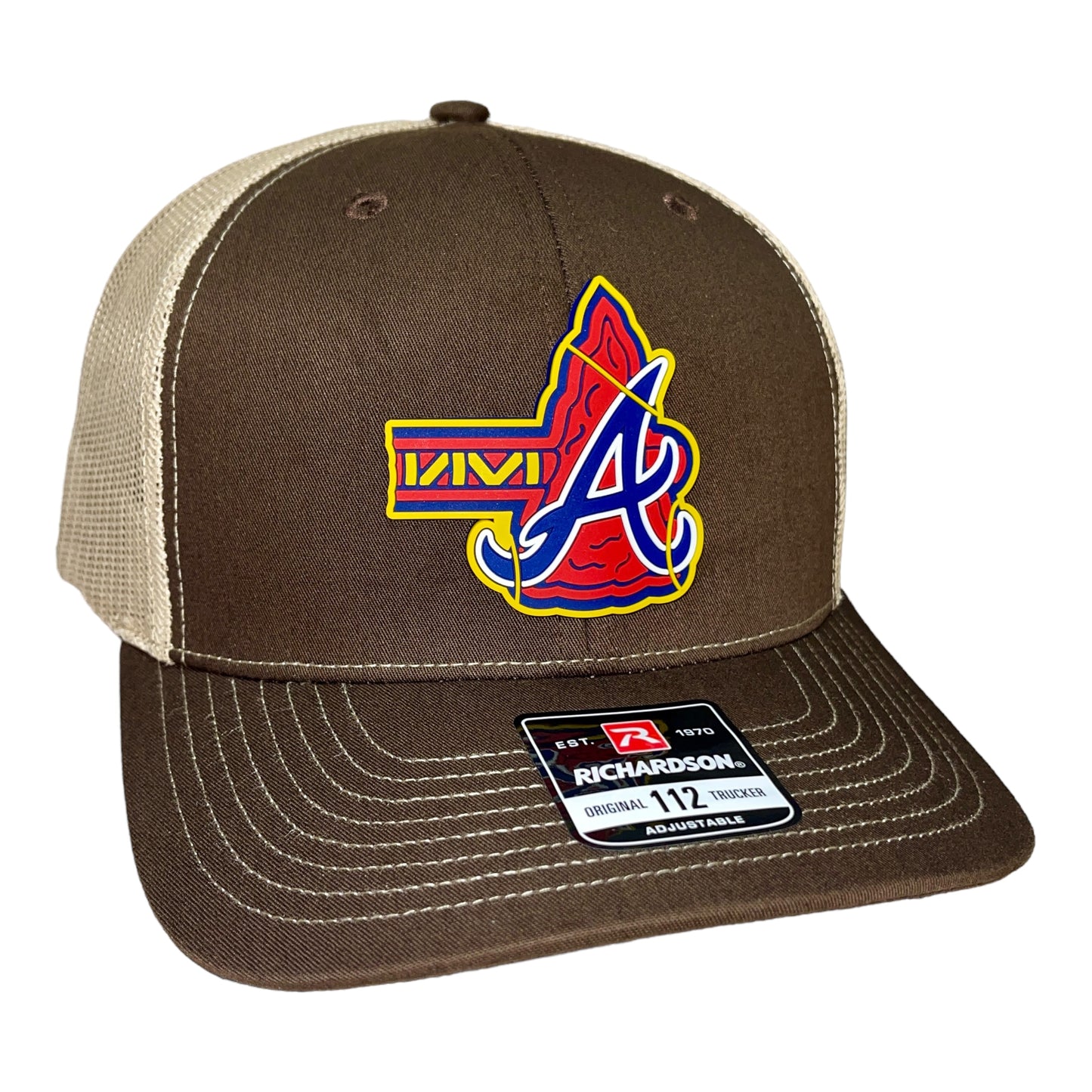 Atlanta Braves Tomahawk 3D Snapback Trucker Hat- Brown/ Tan