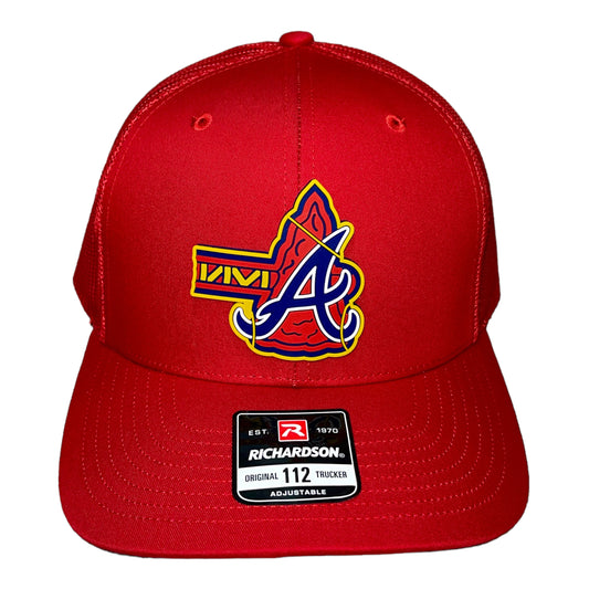 Atlanta Braves Tomahawk 3D Snapback Trucker Hat- Red