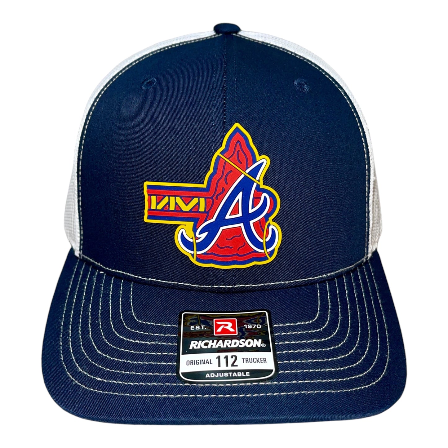 Atlanta Braves Tomahawk 3D Snapback Trucker Hat- Navy/ White