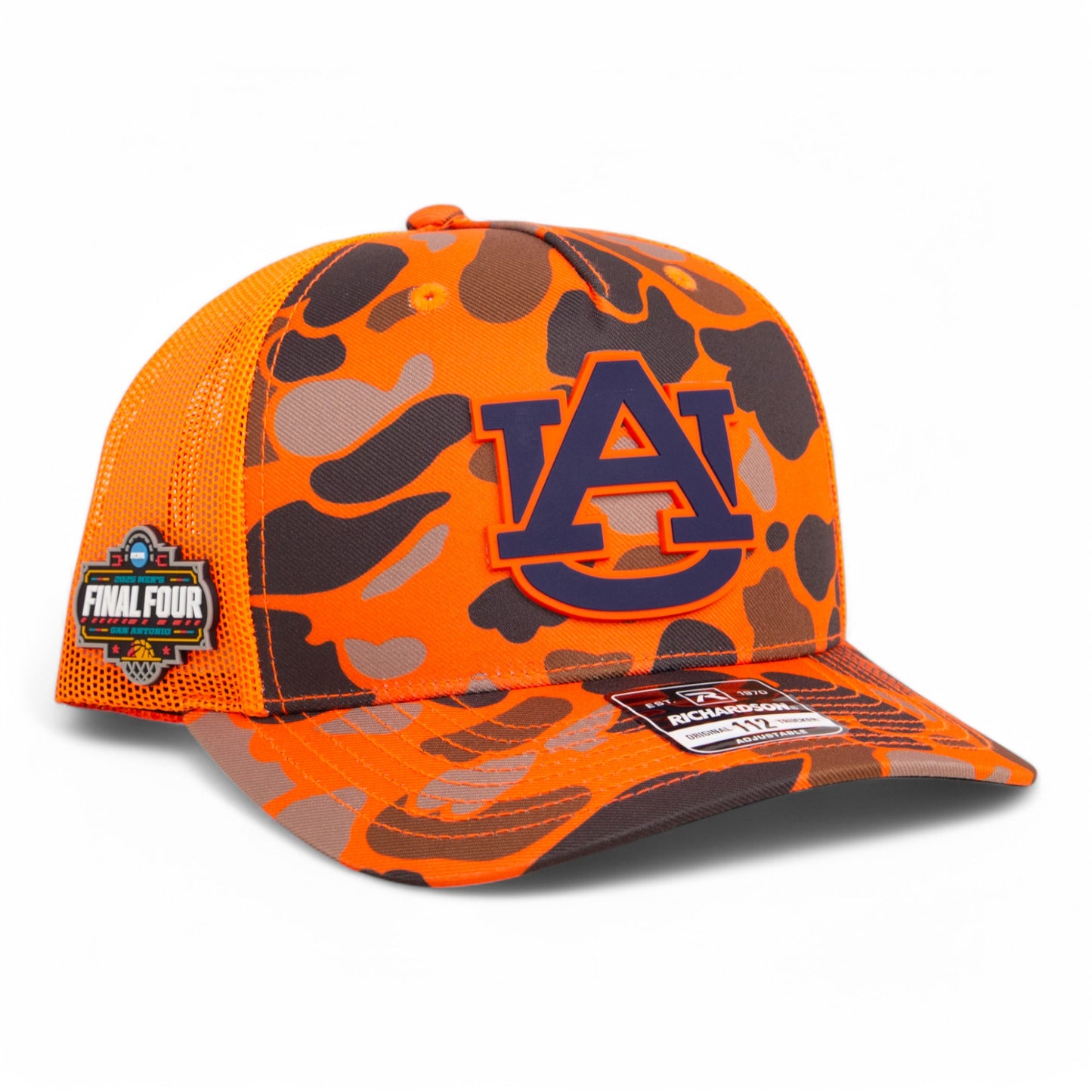 Auburn Tigers 2025 Final Four 3D Snapback Trucker Hat- Blaze Duck Camo/ Blaze