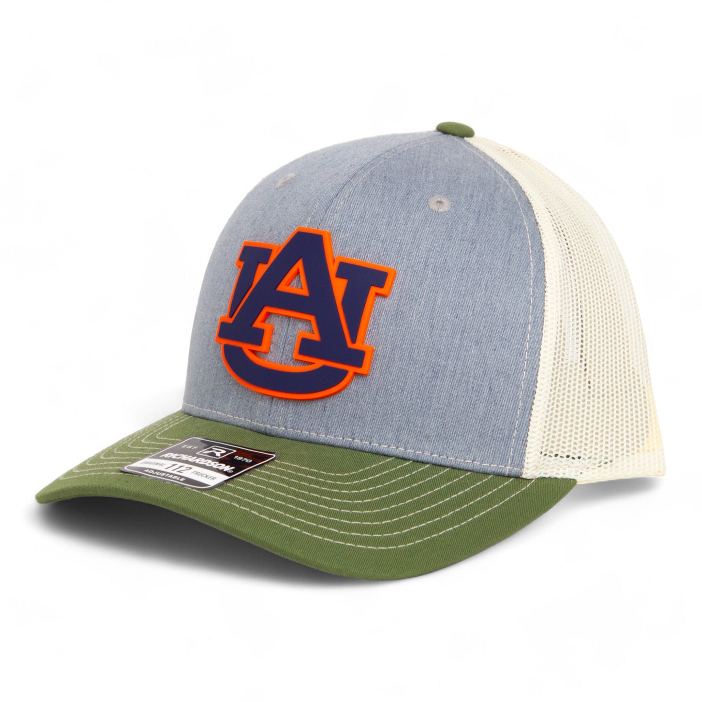Auburn Tigers 3D Snapback Trucker Hat- Heather Grey/ Birch/ Olive