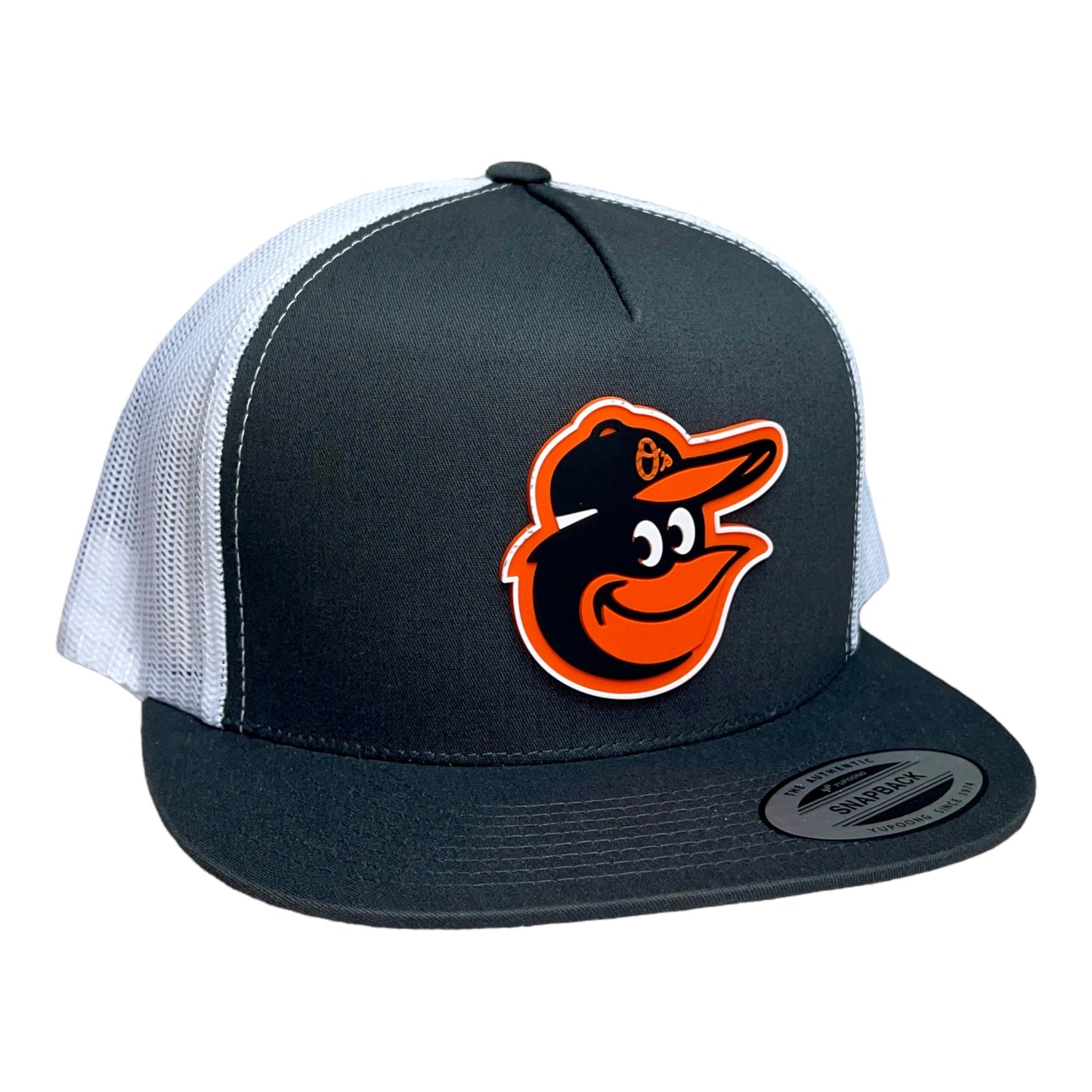 Baltimore Orioles 3D YP Snapback Flat Bill Trucker Hat- Charcoal/ White