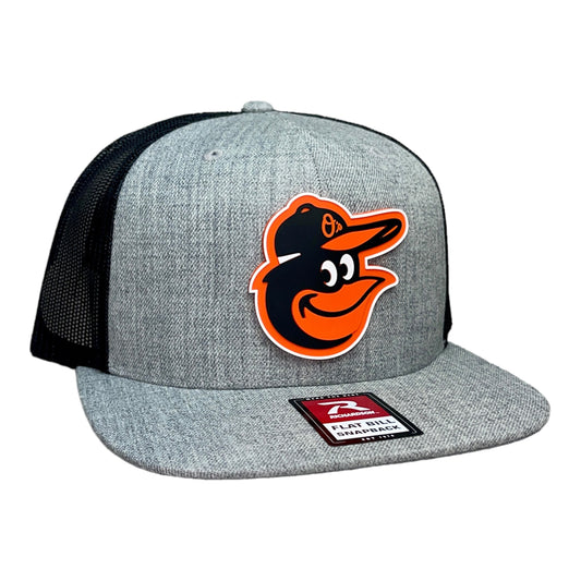 Baltimore Orioles 3D Snapback Wool Blend Flat Bill Hat- Heather Grey/ Black