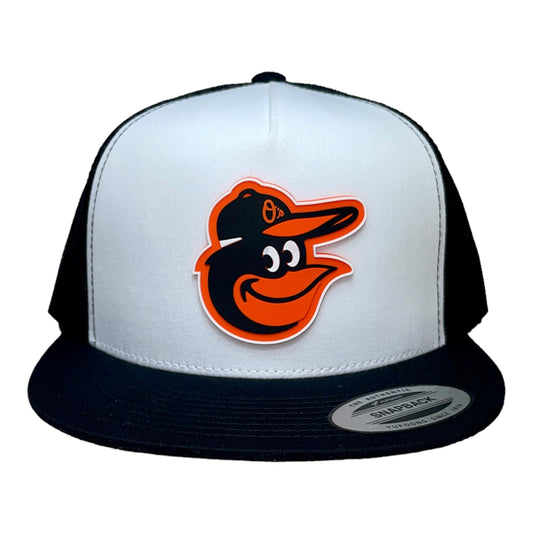 Baltimore Orioles 3D YP Snapback Flat Bill Trucker Hat- White/ Black