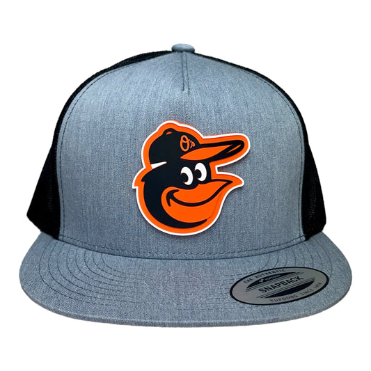 Baltimore Orioles 3D YP Snapback Flat Bill Trucker Hat- Heather Grey/ Black