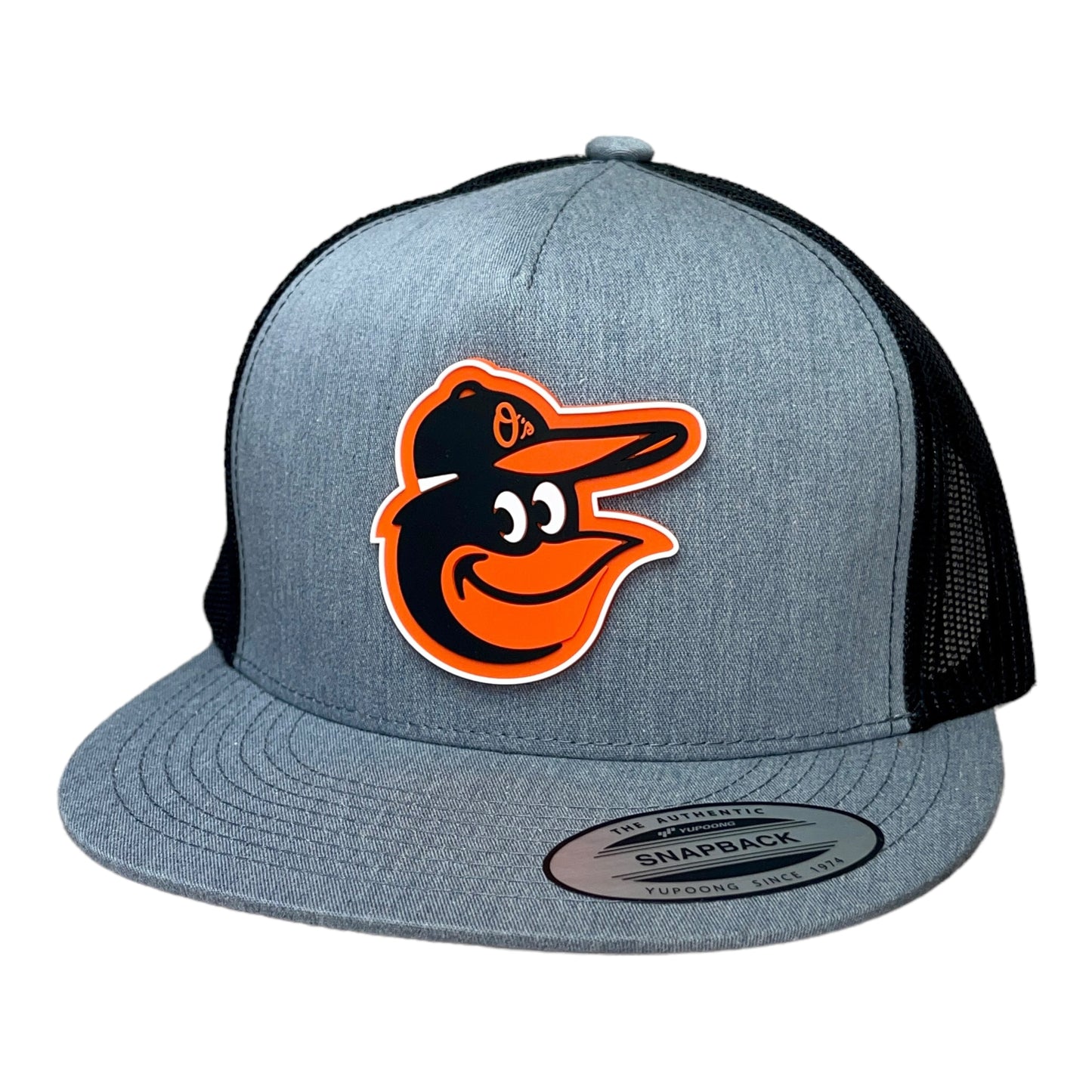 Baltimore Orioles 3D YP Snapback Flat Bill Trucker Hat- Heather Grey/ Black