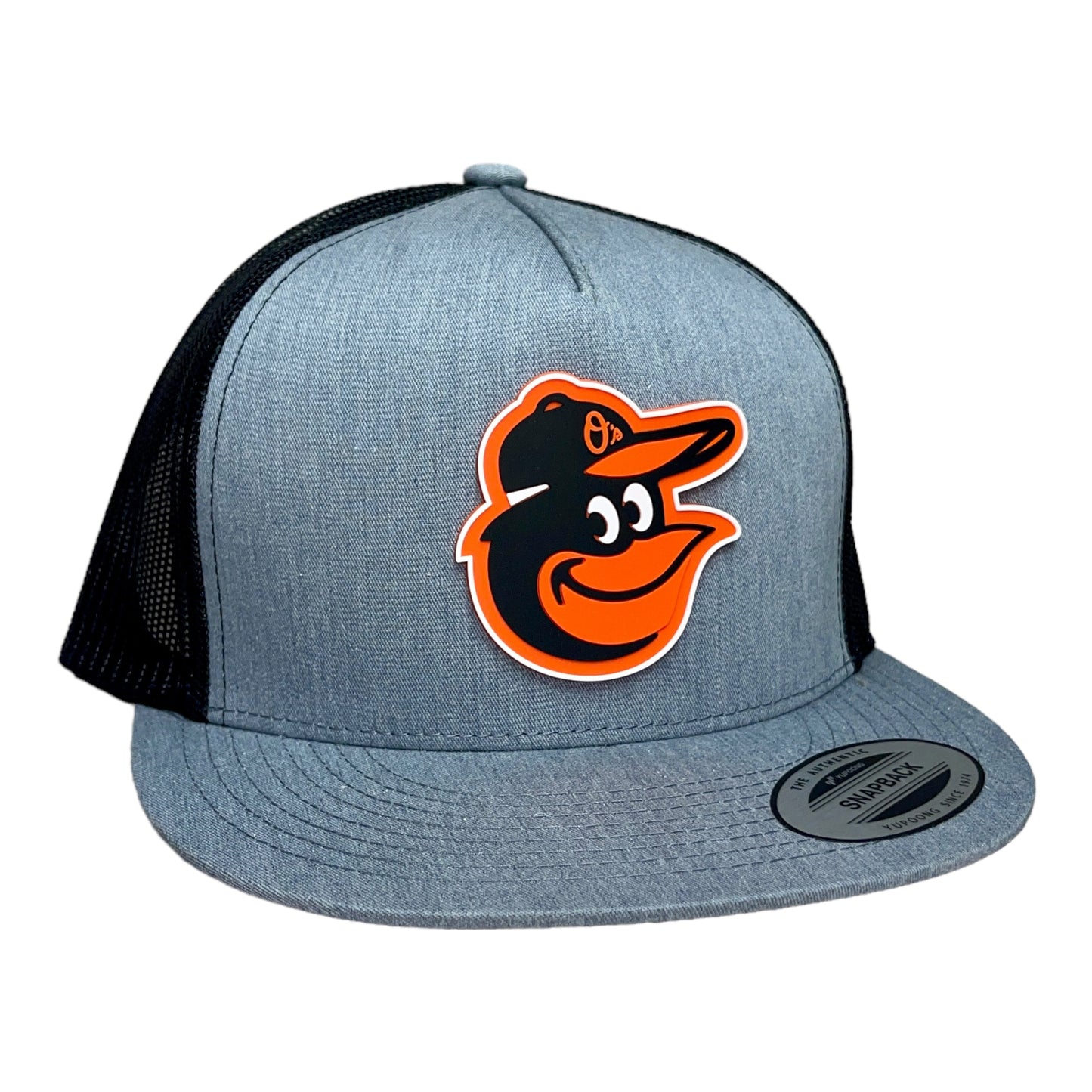 Baltimore Orioles 3D YP Snapback Flat Bill Trucker Hat- Heather Grey/ Black