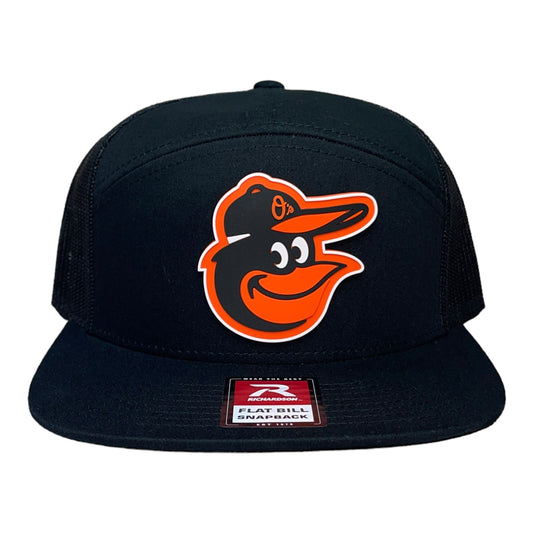 Baltimore Orioles 3D Snapback Seven-Panel Flat Bill Trucker Hat- Black
