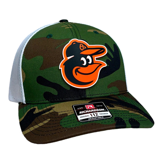 Baltimore Orioles 3D Snapback Trucker Hat- Army Camo/ White