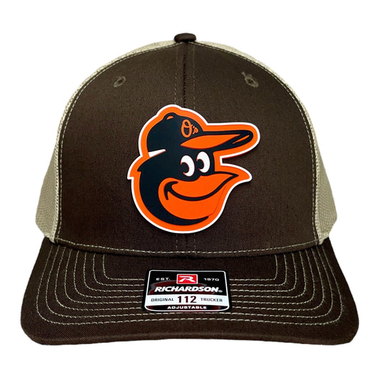 Baltimore Orioles 3D Snapback Trucker Hat- Brown/ Tan