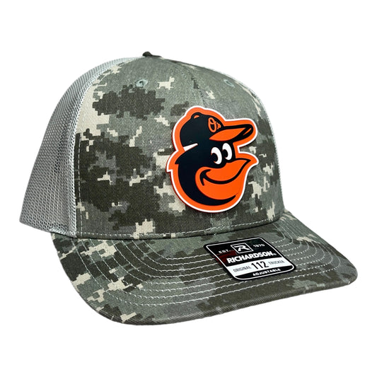Baltimore Orioles 3D Snapback Trucker Hat- Military Digital Camo