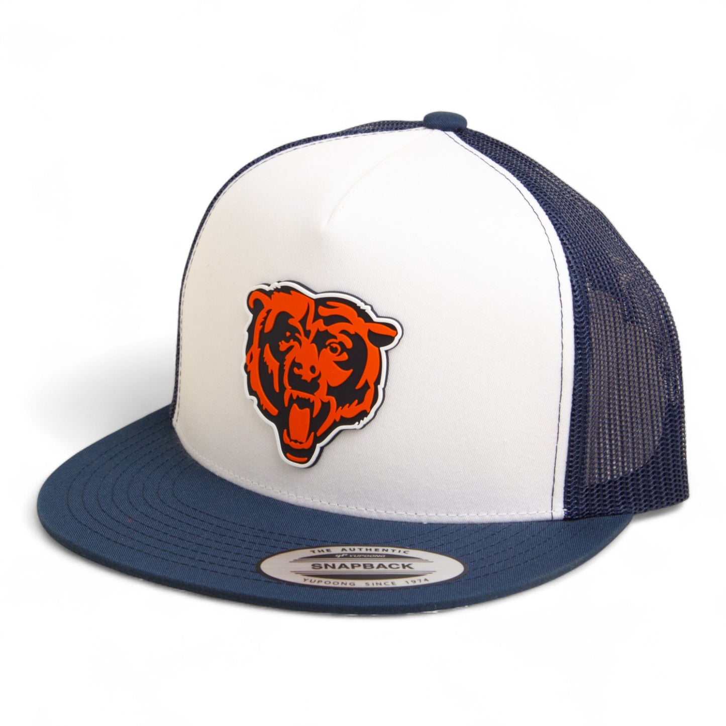 Chicago Bears 3D YP Snapback Flat Bill Trucker Hat- White/ Navy
