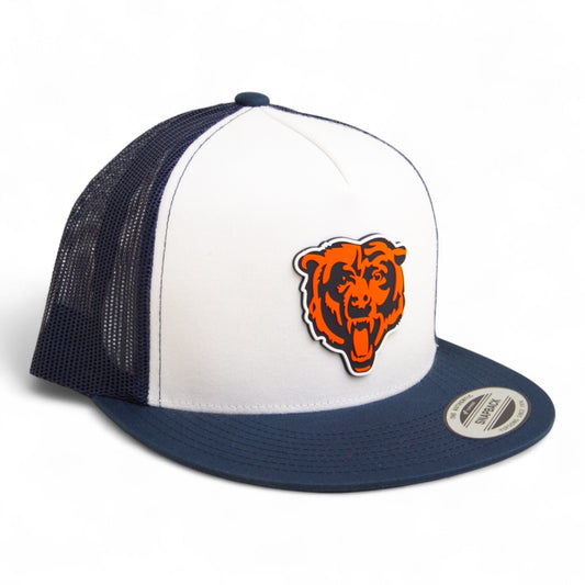 Chicago Bears 3D YP Snapback Flat Bill Trucker Hat- White/ Navy