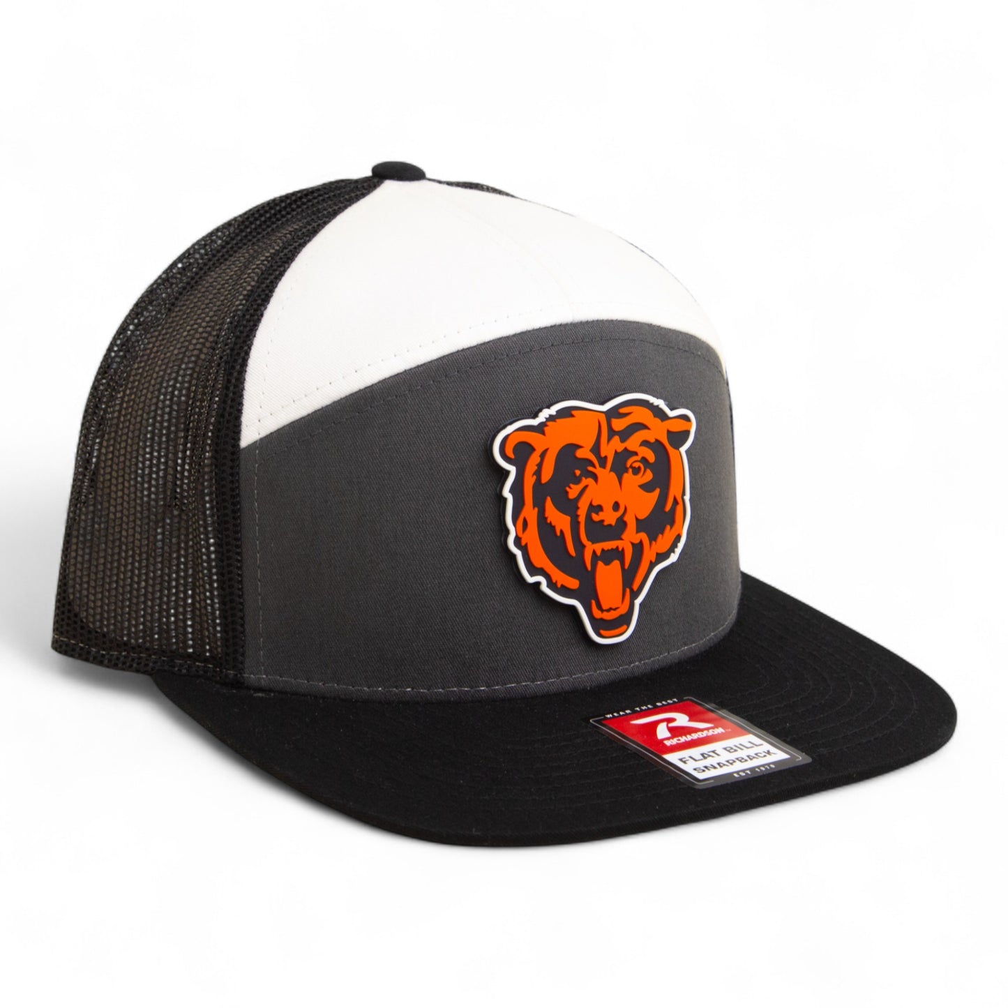 Chicago Bears 3D Snapback Seven-Panel Flat Bill Trucker Hat- Charcoal/ Black/ White