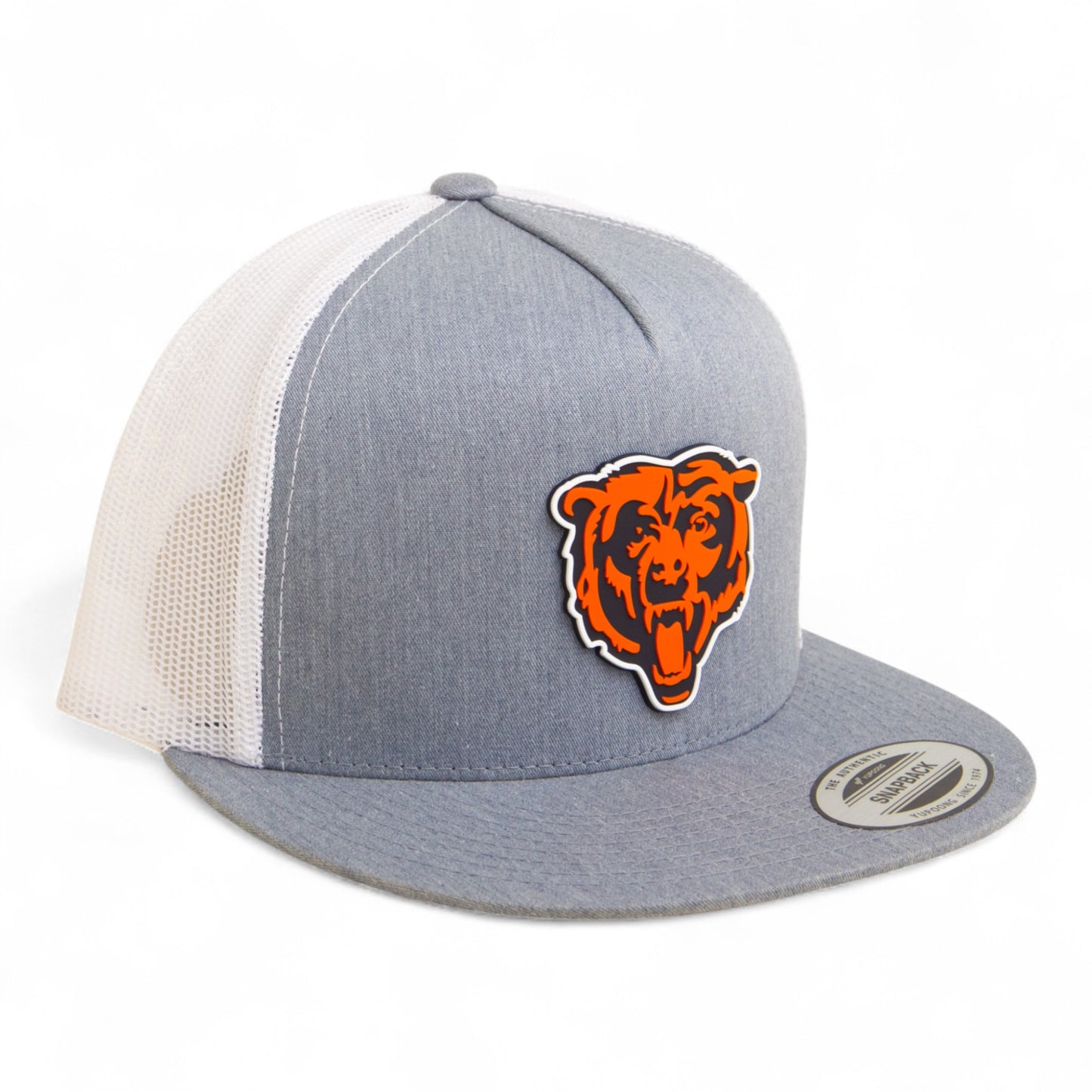 Chicago Bears 3D YP Snapback Flat Bill Trucker Hat- Heather Grey/ White