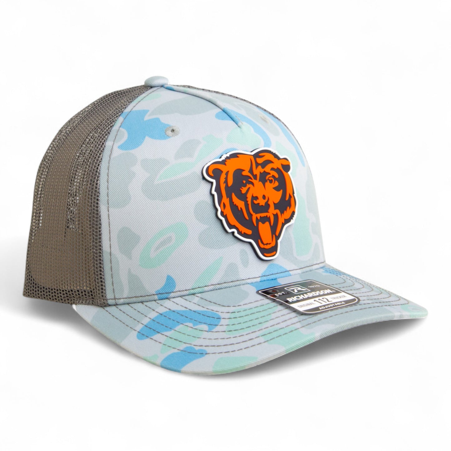 Chicago Bears 3D Snapback Trucker Hat- Saltwater Duck Camo/ Charcoal