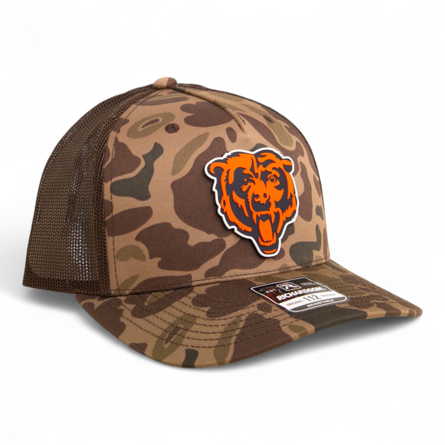 Chicago Bears 3D Snapback Trucker Hat- Bark Duck Camo/ Brown