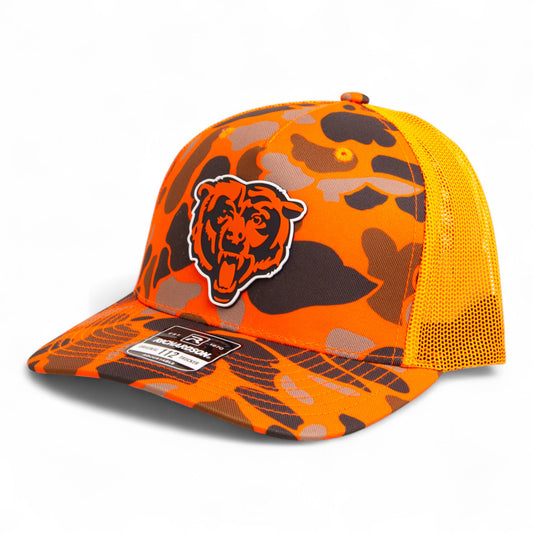 Chicago Bears 3D Snapback Trucker Hat- Blaze Duck Camo/ Blaze