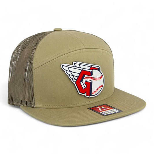 Cleveland Guardians 3D Snapback Seven-Panel Flat Bill Trucker Hat- Pale Loden