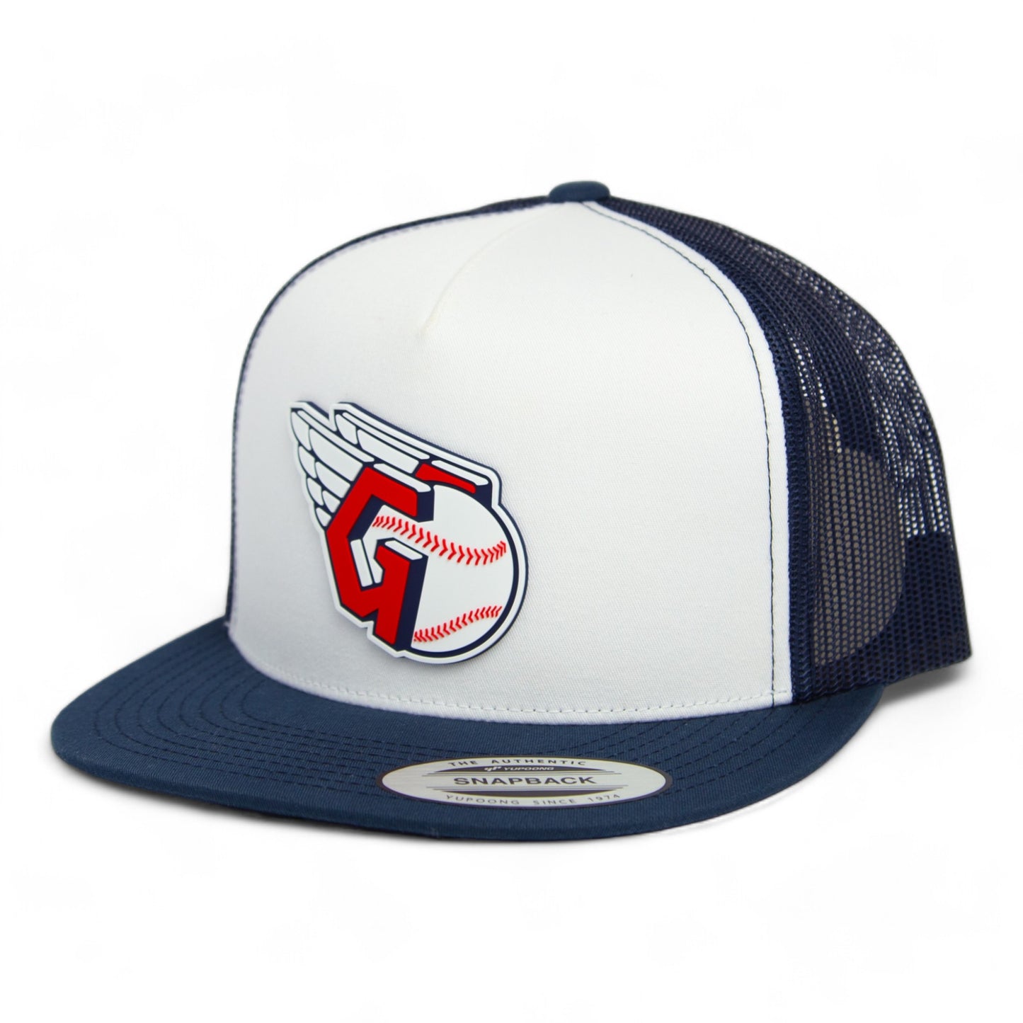 Cleveland Guardians 3D YP Snapback Flat Bill Trucker Hat- White/ Navy