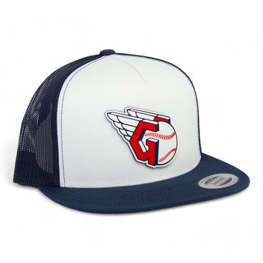 Cleveland Guardians 3D YP Snapback Flat Bill Trucker Hat- White/ Navy