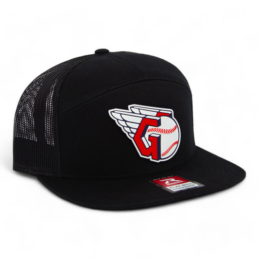 Cleveland Guardians 3D Snapback Seven-Panel Flat Bill Trucker Hat- Black