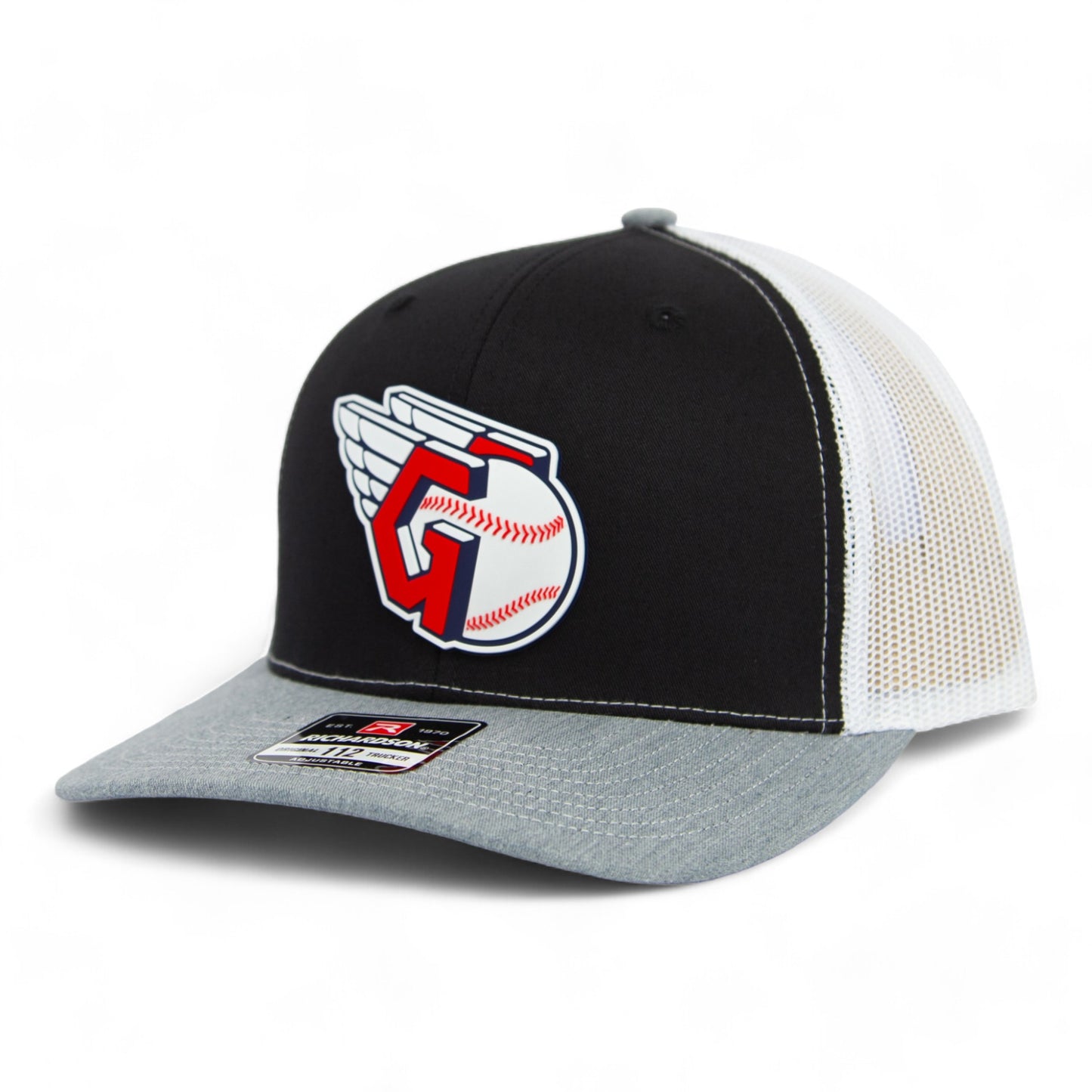 Cleveland Guardians 3D Snapback Trucker Hat- Black/ White/ Heather Grey