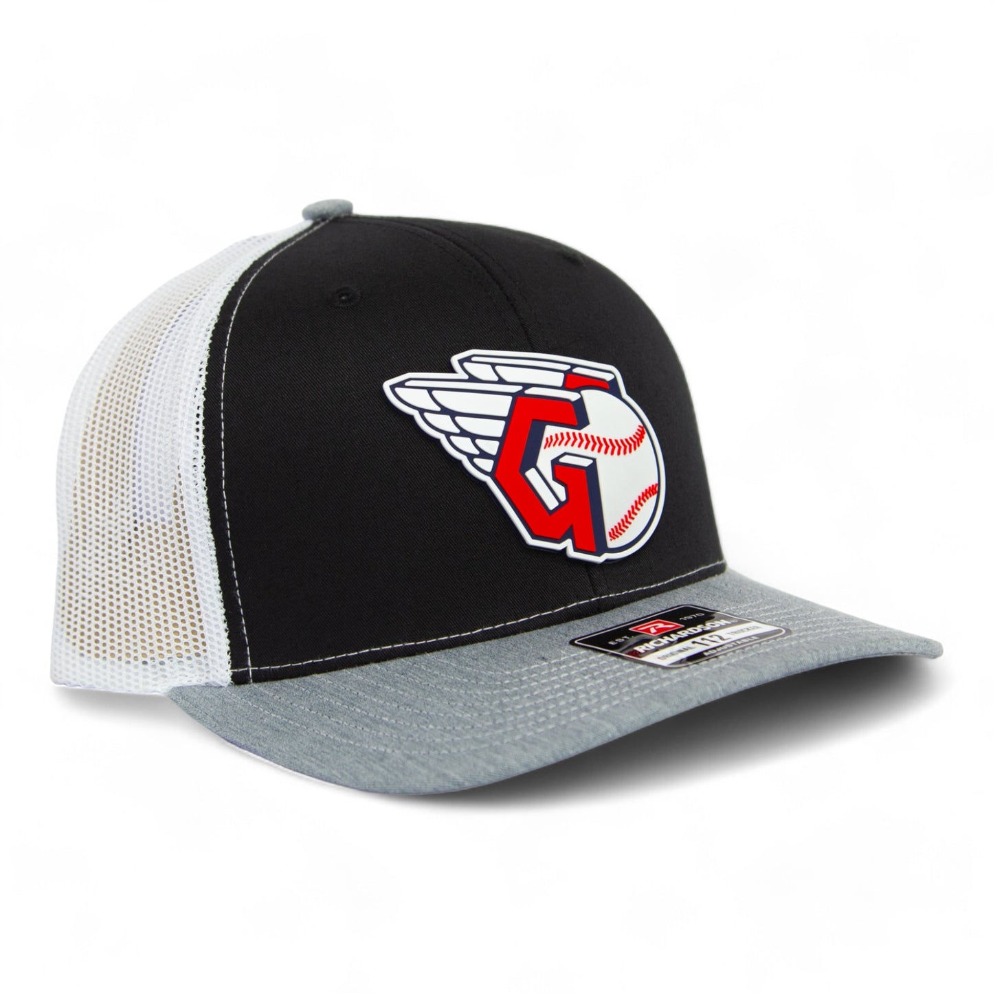 Cleveland Guardians 3D Snapback Trucker Hat- Black/ White/ Heather Grey