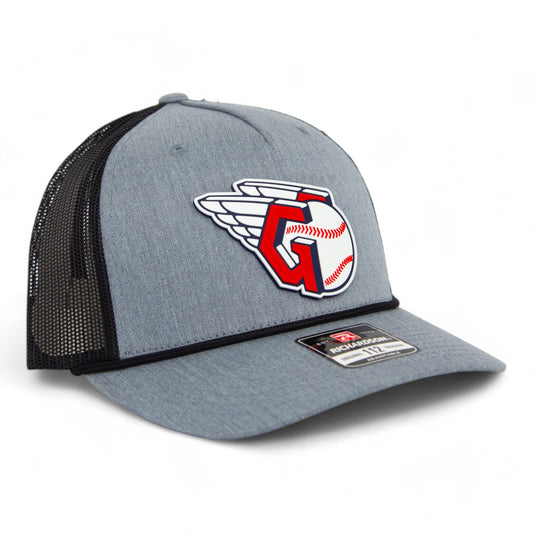 Cleveland Guardians 3D Snapback Trucker Rope Hat- Heather Grey/ Black