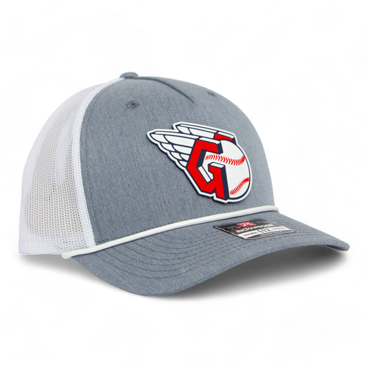 Cleveland Guardians 3D Snapback Trucker Rope Hat- Heather Grey/ White
