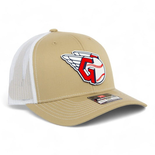 Cleveland Guardians 3D Snapback Trucker Hat- Tan/ White