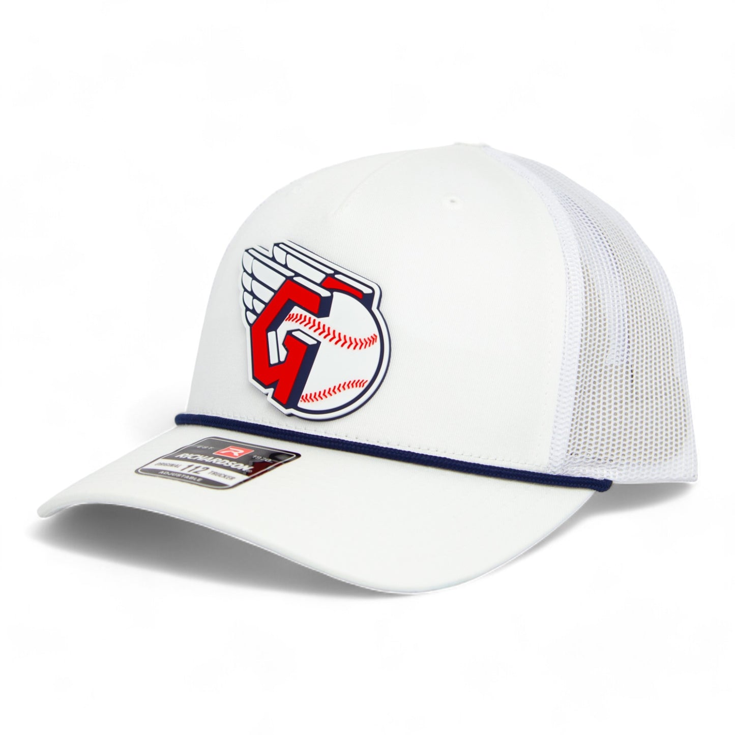 Cleveland Guardians 3D Snapback Trucker Rope Hat- White/ Navy