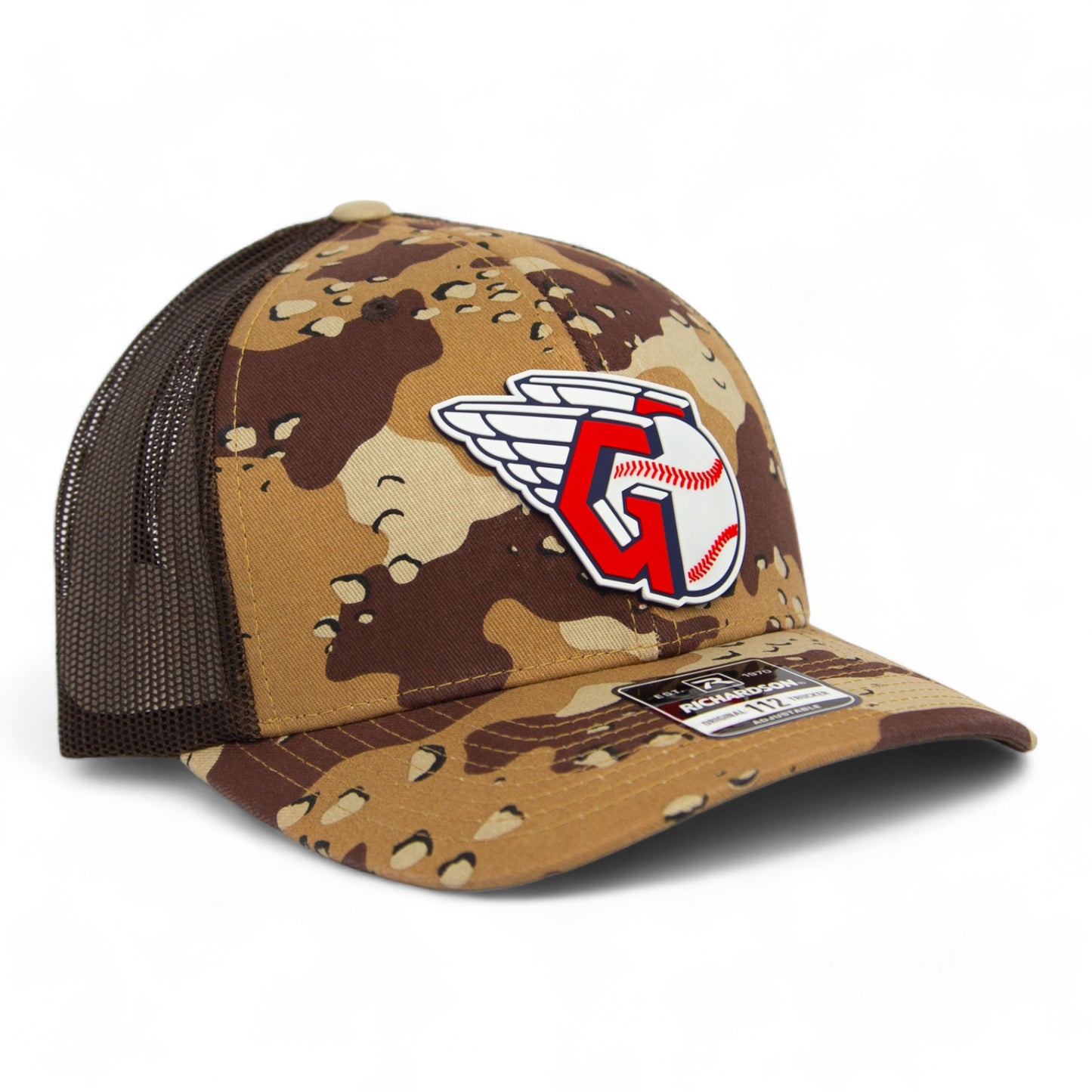 Cleveland Guardians 3D Snapback Trucker Hat- Desert Camo/ Brown