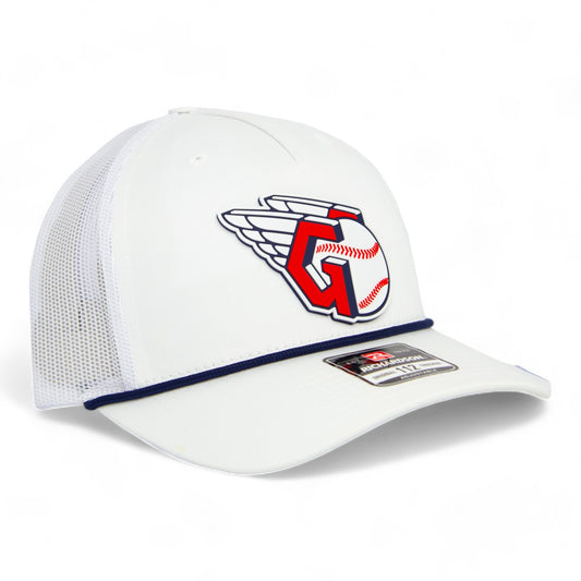 Cleveland Guardians 3D Snapback Trucker Rope Hat- White/ Navy