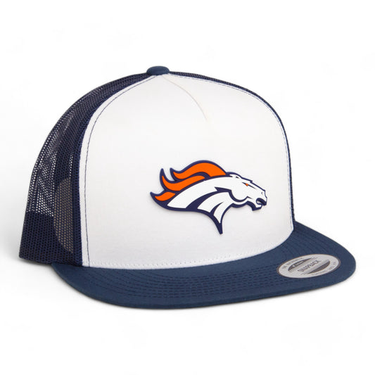 Denver Broncos 3D YP Snapback Flat Bill Trucker Hat- White/ Navy